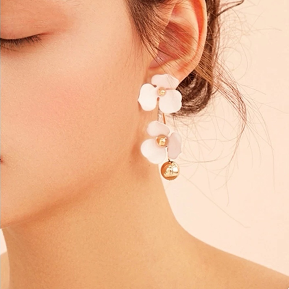 Flower Decor Bar Drop Earrings